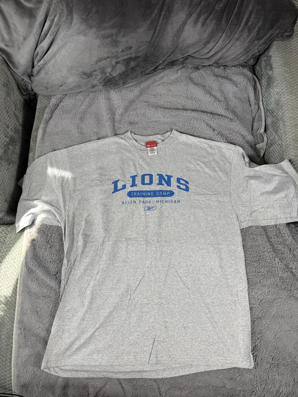 Detroit Lions Shirt Mens 2XL Gray NFL Football Reebok Training Camp Allen Park
